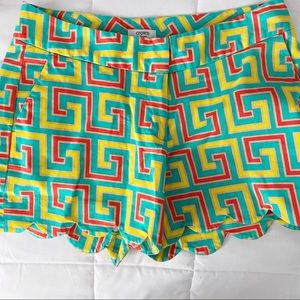 Crown & Ivy Greek Key Scalloped Shorts